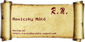 Reviczky Máté névjegykártya