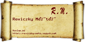Reviczky Máté névjegykártya